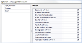 ARGE-Export Optionen